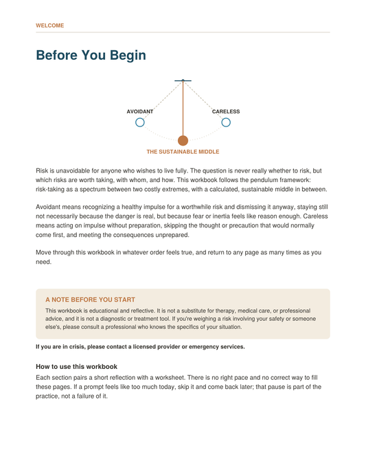 The Pendulum of Risk Workbook