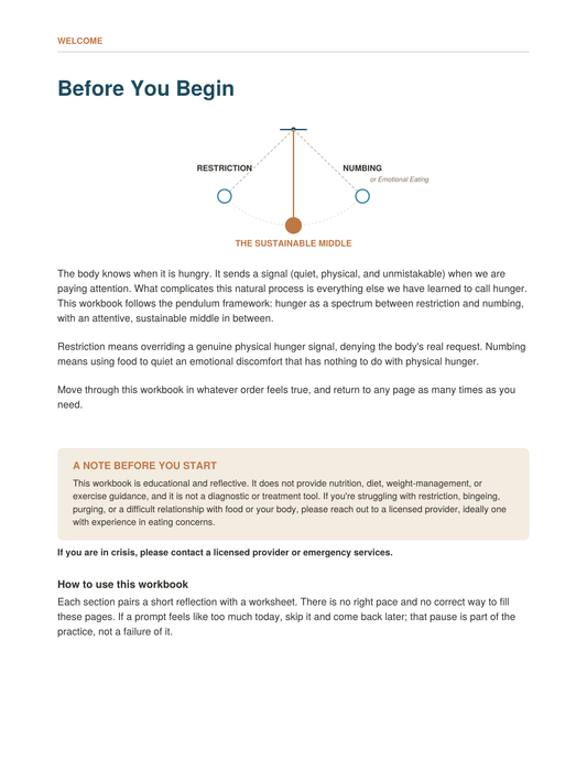 The Pendulum of Hunger Workbook