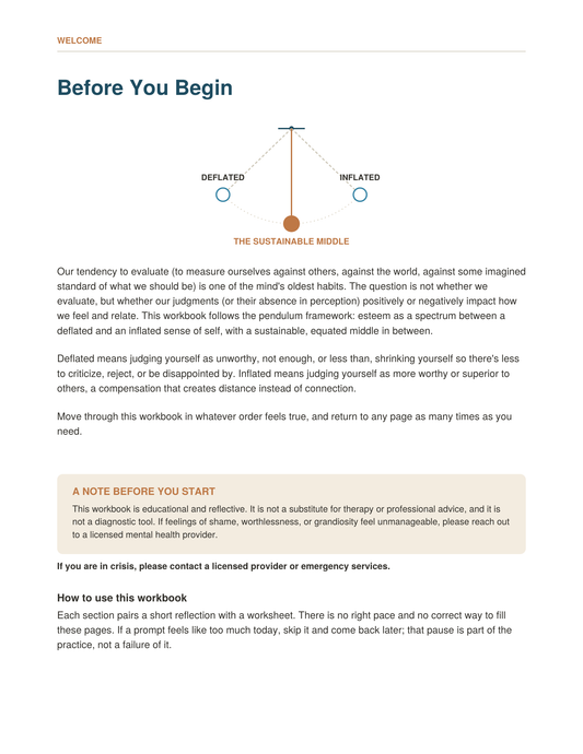 The Pendulum of Esteem Workbook