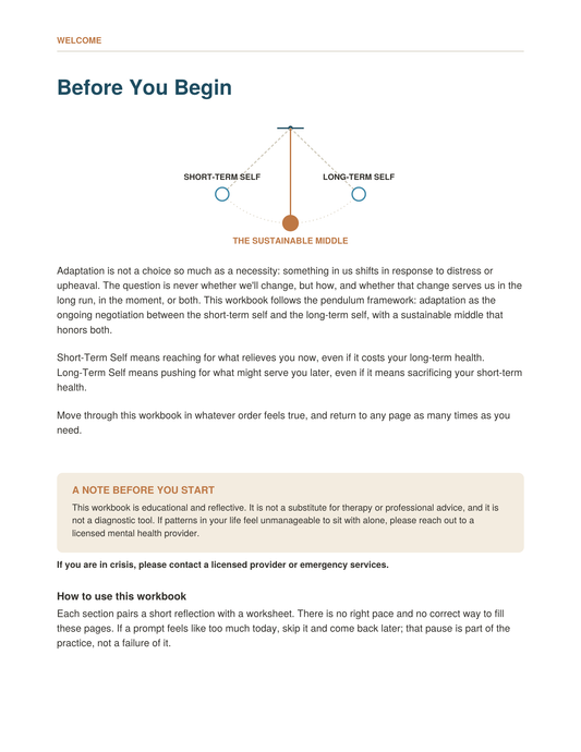 The Pendulum of Adaptation Workbook
