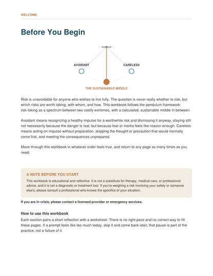 The Pendulum of Risk Workbook
