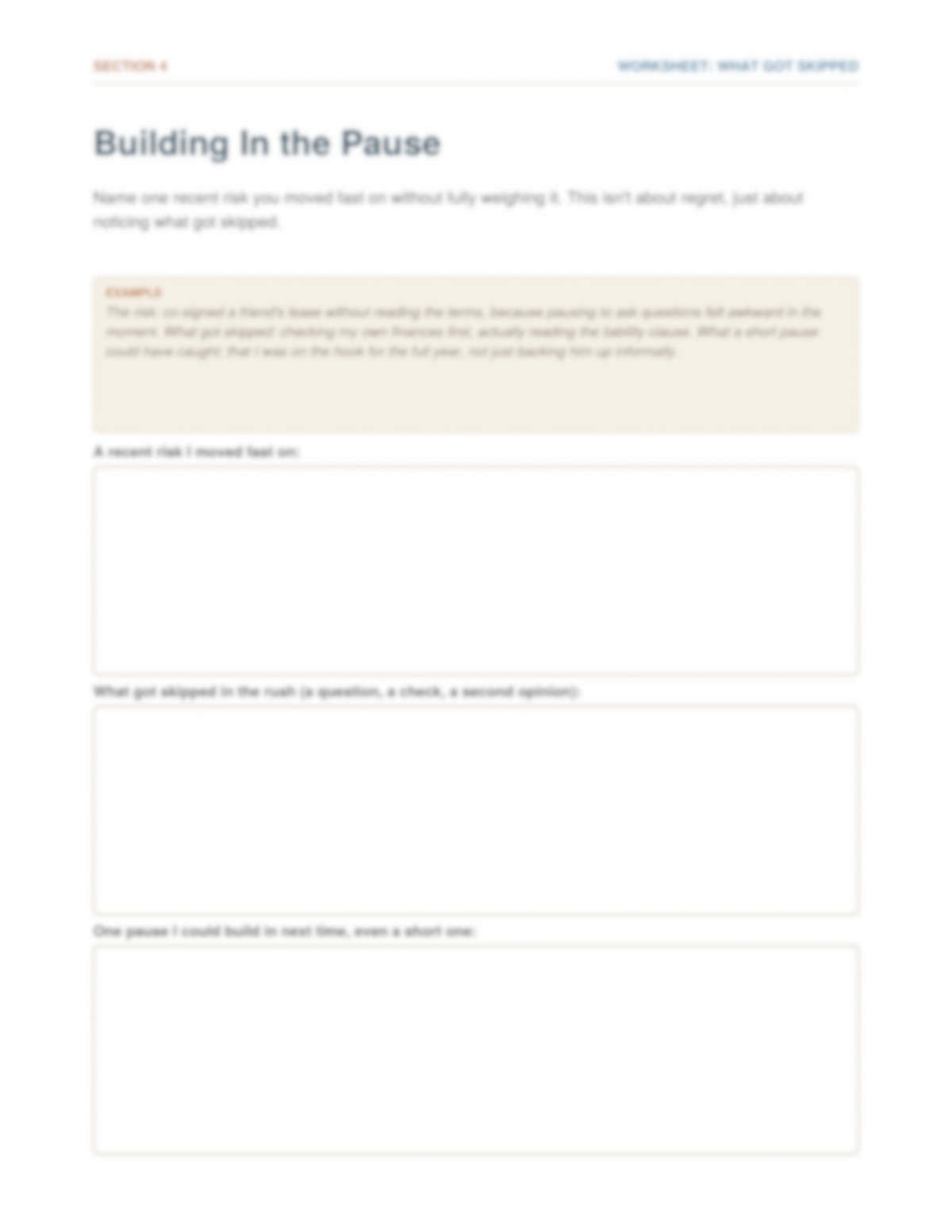 The Pendulum of Risk Workbook