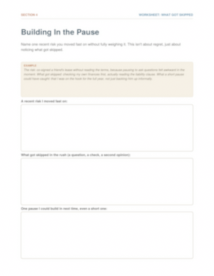 The Pendulum of Risk Workbook