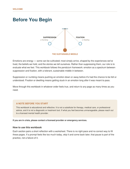 The Pendulum of Emotion Workbook
