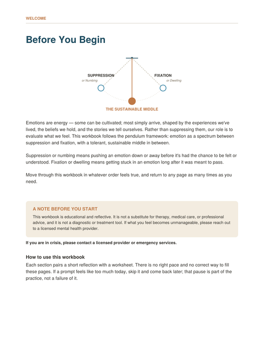 The Pendulum of Emotion Workbook